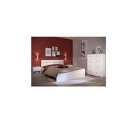 Chambre complète BOSTON : Lit adulte 140 x 190 + Commode + 2 Chevets - Décor blanc - Fabriqué en France