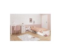 Chambre complete enfant 3 pieces ZODIAC Lit chevet bureau Décor PARISOT Blanc Blanc