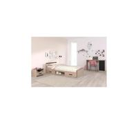 Chambre Complete Enfant 3 Pieces Zodiac - Lit + Chevet + Bureau - Décor Chene/Noir - Parisot Noir
