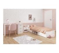 Chambre complete enfant 3 pieces ZODIAC Lit chevet bureau Décor PARISOT Blanc Blanc