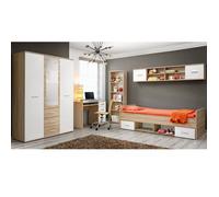 Chambre Complète Enfant 4P ""Dino III"" Chêne & Blanc