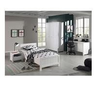 Vipack Erik Lit Simple + Sommier + Chevet + Armoire 3 Portes + Bureau