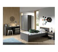 Chambre Complète Enfant 5p ""london"" Gris Anthracite - Paris Prix