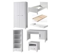 Vipack Erik Lit Simple + Sommier + Lit Gigogne + Armoire + Chevet + Bureau + Bibliothque