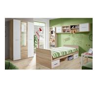 Chambre complète enfant, ado collection DENVER. Armoire 3 portes, Lit, bibliothèque et étagère 200 Marron