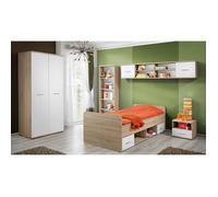 Chambre complète enfant, ado collection DENVER. Armoire, Lit, bibliothèque, chevet et étagère 200 Marron