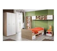 Chambre Complète Enfant - Paris Prix - Modèle Dino II - Chêne & Blanc - 5 pièces - Contemporain