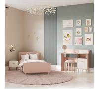 Chambre complète enfant - SUZIE - Lit 90 x 190 cm / Chevet / Bureau - Chêne / Abricot - DEMEYERE