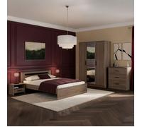 Chambre complète lit 140x190 avec 2 chevets 1 armoire 3P et 1 commode - KASUAL
