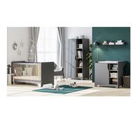 Chambre complète lit bébé - commode à langer - armoire 1 porte Vox Leaf Gris et bois