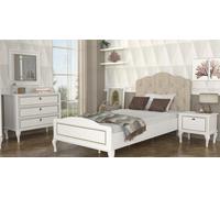 Chambre d'adolescent ensemble lit table de chevet commode avec miroir Chambre d'enfant complète 4pcs