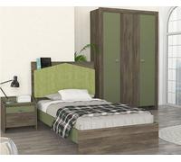 Chambre d'adolescent Set lit table de nuit armoire enfants meubles Set vert 3pcs