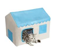 Chambre De Chat Refroidissant avec Design Isolé - Abri D'été pour Chatons, Grotte Extérieure/Intérieure Entièrement-Saison avec Porte Dérobée pour Balcon, Pelouse, Jardin, Patio