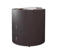 Chambre de Nuit Table de Chevet cylindrique Petite Maison en Bois Cuir 3 tiroirs Invisible Tirer Rangement Meubles Gris foncé Table de lit(Moyen)