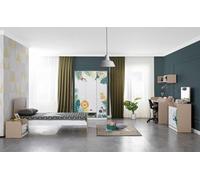 Chambre d'enfant complète fille Set lit table de nuit étagère murale armoire 7pcs