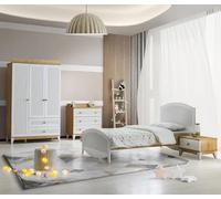 Chambre d'enfant design Lit complet Meubles d'enfant en bois blanc Set Chambre à coucher 4pces