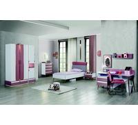 Chambre d'enfant Lit complet Armoire Penderie Commode Miroir Étagère murale 7pcs