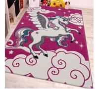 Paco Home Chambre d'enfant Tapis pour Enfant La Petite Licorne en Rose Crème Turquoise, Dimension:80x150 cm
