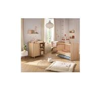 Chambre duo bébé - - Sam Chene doré - Lit bébé 120 x 60 cm et commode a langer
