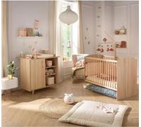 Chambre duo bébé - SAUTHON - Sam Chene doré - Lit bébé 120 x 60 cm et commode a langer