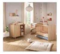 Chambre duo bébé - SAUTHON - Sam Chêne doré - Lit bébé 120 x 60 cm et commode à langer