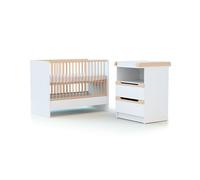 Chambre duo CARROUSEL lit évolutif 60x120 Blanc et Hêtre Verni