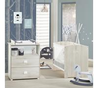 Chambre duo lit 140*70 cm+ commode Smile hêtre cendré