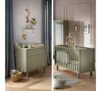 Chambre duo lit 60x120 cm + commode 1 tiroir 2 portes Eleonore Kaki