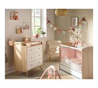 Chambre duo lit 60x120 cm + commode 3 tiroirs Access bois blanc
