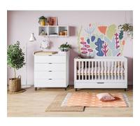 Chambre duo lit 70x140 + commode blanc - Collection Simple