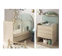 Chambre duo LIT BEBE 120x60 Chambre duo Arche lit transformable + commode/bureau SaugeEN 90x190 - COLORIS SAUGE ARCHE+COMMODE A LANGER EVOLUTIVE EN BU