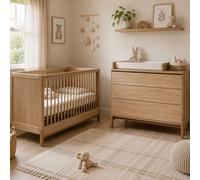 Chambre duo lit bébé 70x140 cm + commode avec plan à langer Ashi Honey Ash