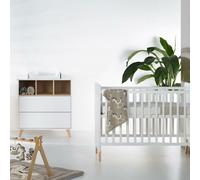 Chambre duo lit bébé 70x140 cm évolutif en lit enfant + commode avec plan à langer Loft White