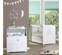 Chambre Bébé Duo Lit Bébé 120x60+ Commode À Langer 2 Portes Teddy