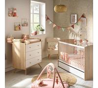 Chambre duo lit évolutif 140x70 cm + commode 3 tiroirs Access bois blanc