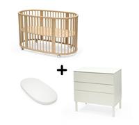 Chambre duo Lit Sleepi + commode Sleepi + matelas - Natural