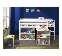 Chambre enfant 3 pièces lit bureau et bibliothèque pin massif blanc Pino 90x200 cm