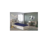 Parisot Chambre enfant complète CHARLEMAGNE – tête de lit, lit et bureau, acacia clair/blanc