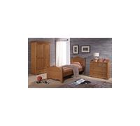 Chambre Enfant Pin Miel Lit 90 + Armoire + Commode - L 99 x l 198 x H 100 cm