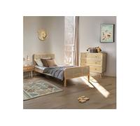 Chambre lit cannage enfant avec commode bois naturel ANNA 90x200 - ANNA