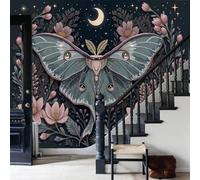 Chambre Papier Peint 3D Panoramique Fleur Mystérieuse Papillon Nuit Lunaire 300X210Cm Papier Peint Mural Animaux Ciel Étoilé Vert Pour Salon Canapé Tv Fond Décoration, Personnalisable Grande Taille