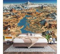 Chambre Papier Peint 3D PanoramiqueCarte Des Montagnes de L'Himalaya 450x315 cm Papier Peint Intissé Mural Brun Clair pour Salon Canapé TV Fond Décoration, Personnalisable Grande Taille