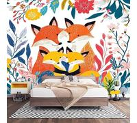 Chambre Papier Peint 3D PanoramiqueFamille de Renards 350x256 cm Papier Peint Intissé Mural Coloré pour Salon Canapé TV Fond Décoration, Personnalisable Grande Taille