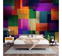 Chambre Papier Peint 3D PanoramiqueLignes GéOméTriques Abstraites en MosaïQue 200x140 cm Papier Peint Intissé Mural Coloré pour Salon Canapé TV Fond Décoration, Personnalisable Grande Taille