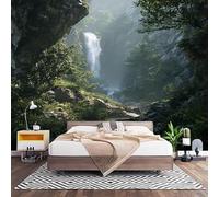 Chambre Papier Peint 3D PanoramiquePaysages Naturels 350x256 cm Papier Peint Intissé Mural Paysage de Cascade de La ValléE pour Salon Canapé TV Fond Décoration, Personnalisable Grande Taille