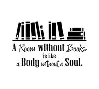 Chambre sans livres Citation de lecture Stickers muraux Décoration en vinyle Chambre Maison Salle de lecture Bibliothèque-S-35x57cm-Black
