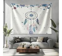 Chambre Tapisserie Décoration Murales Attrape-RêVes en Plumes Aquarelle Tapisserie Murale Psychédélique Affiches Fleurs de Couleur Claire Tenture Decoration pour Salon Dortoir Fête, 230x180cm