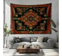 Chambre Tapisserie Décoration Murales Motif RéTro Style Western Tapisserie Murale Psychédélique Affiches Rouge Vert Tenture Decoration pour Salon Dortoir Fête, 150x100cm