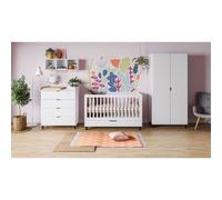 Chambre trio lit 70x140 + commode + armoire blanc - Collection Simple
