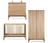 Chambre trio lit bébé 60x120 cm + commode avec plan à langer + armoire Ashi Honey Ash